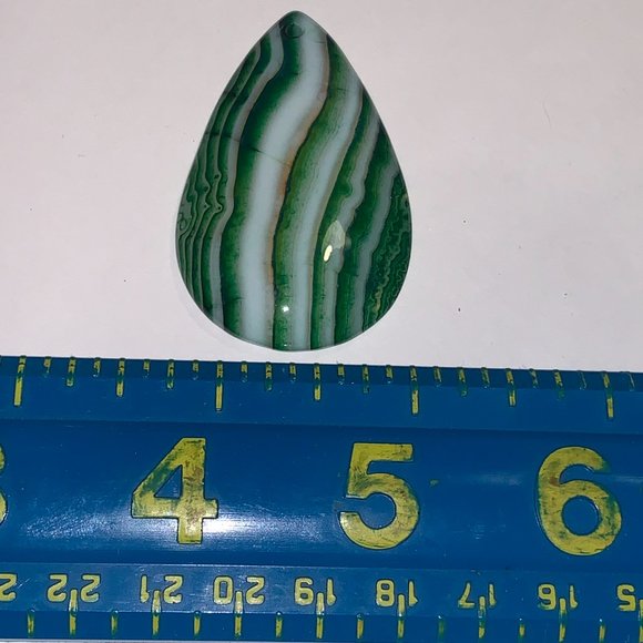 Green and white Teardrop Agate Focal Drop - Picture 5 of 6